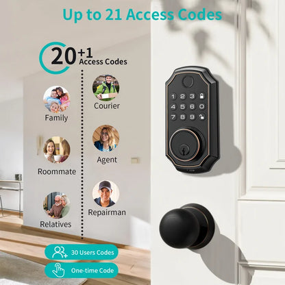 TOPVISION Keyless Entry Door Lock, Electronic Digital Outdoor Front Set, Fingerprint Deadbolt with Keypad, IP54