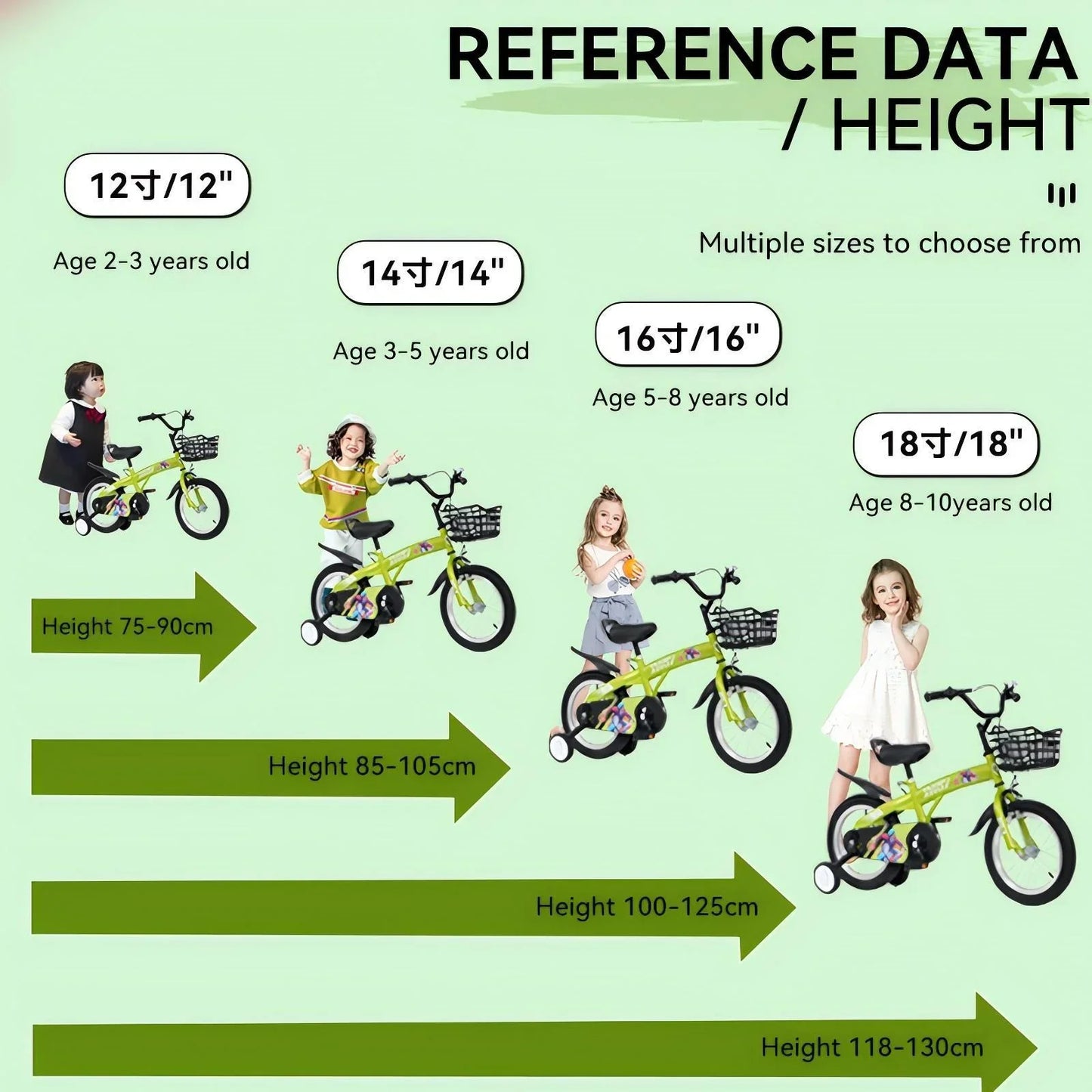 16 Inch Kids Bike for Ages 4-7 Years Old Boys Girls, Sporty Style Kid's Bikes with Training Wheels & Basket, Adjustable Saddle - Children Bicycle for Kids and Toddler (Green)