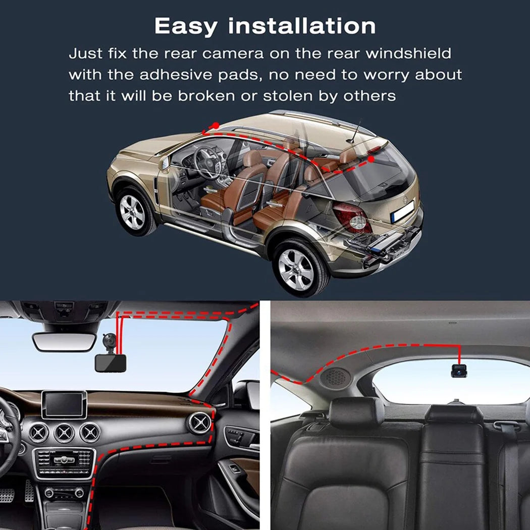 Toguard 4K Dash Cam Front and Rear 3 inch Dual Dash Camera, with 1080P Waterproof Car Camera, Loop Recording, G-Sensor, Night vision, Parking Monitor, WDR
