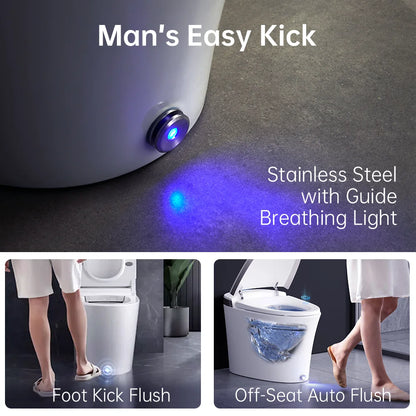 Smart Bidet Toilet with Foam Shield Splash Proof,Flash Drying,Off seat Auto Flush, Foot Kick Flush