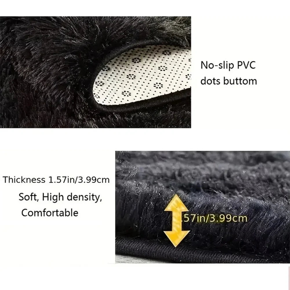 Aiteng 3Pcs Bathroom Rugs Sets with Toilet Lid Cover Non Slip Extra Absorbent Plush Soft Washable Bath Rugs and Mats Set, Black