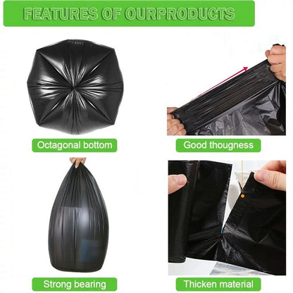 33 Gallon Trash Bags (75Count) ,33-35 Gallon Black Garbage Bags ,Garbage Can Liners with Tying Ropes