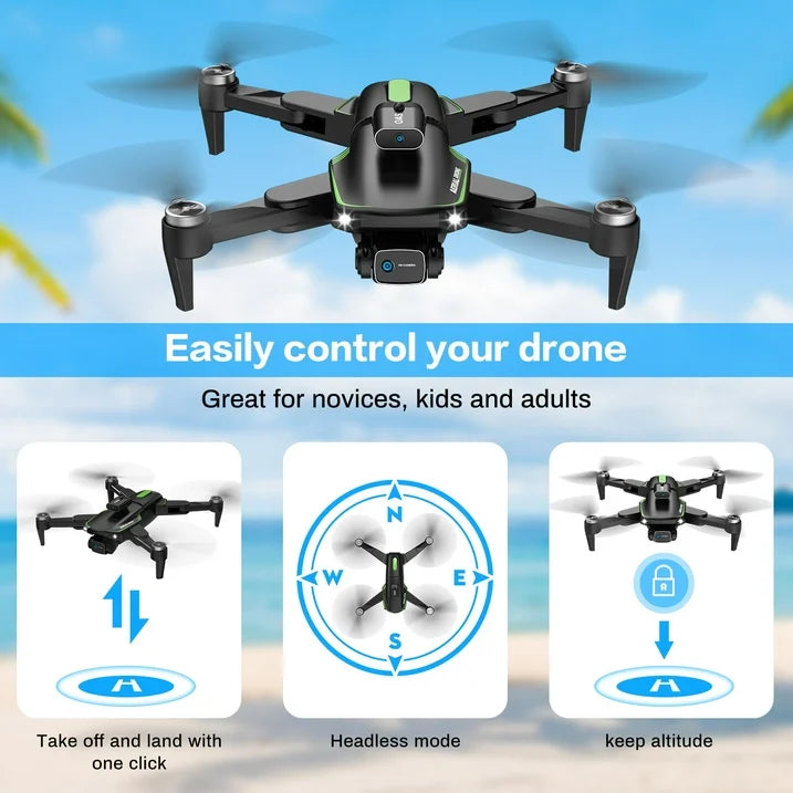 Drone with Camera 4k for Adults, Dual HD Cameras 90 Adjustable Lens, Brushless Motor, Optical Flow Positioning, Headless Mode, 12.6 11 2.8in