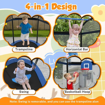 SHINPT 4 6FT Toddler Trampoline for Kids, Kids Indoor Trampoline with 771LBS Load Bearing Capacity, Mini Trampoline Indoor  Outdoor, Small Trampoline with 4 Accessories  Adjustable Gymnastics Bar