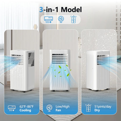 Havato 5000BTU (8000BTU ASHRAE) Portable Air Conditioner with Dehumidifier/Fan/Cooler, Cooling 300 Sq.ft, Remote Control, White