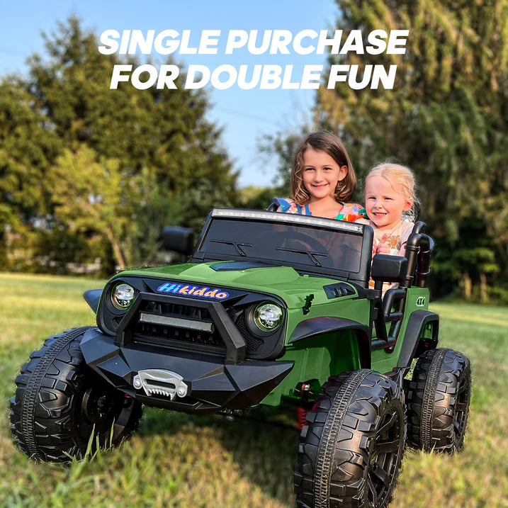 Hikiddo 24V 9Ah Ride on Toy for Big Kids, 2-Seater Powered Ride-on Truck Car with Remote - Green