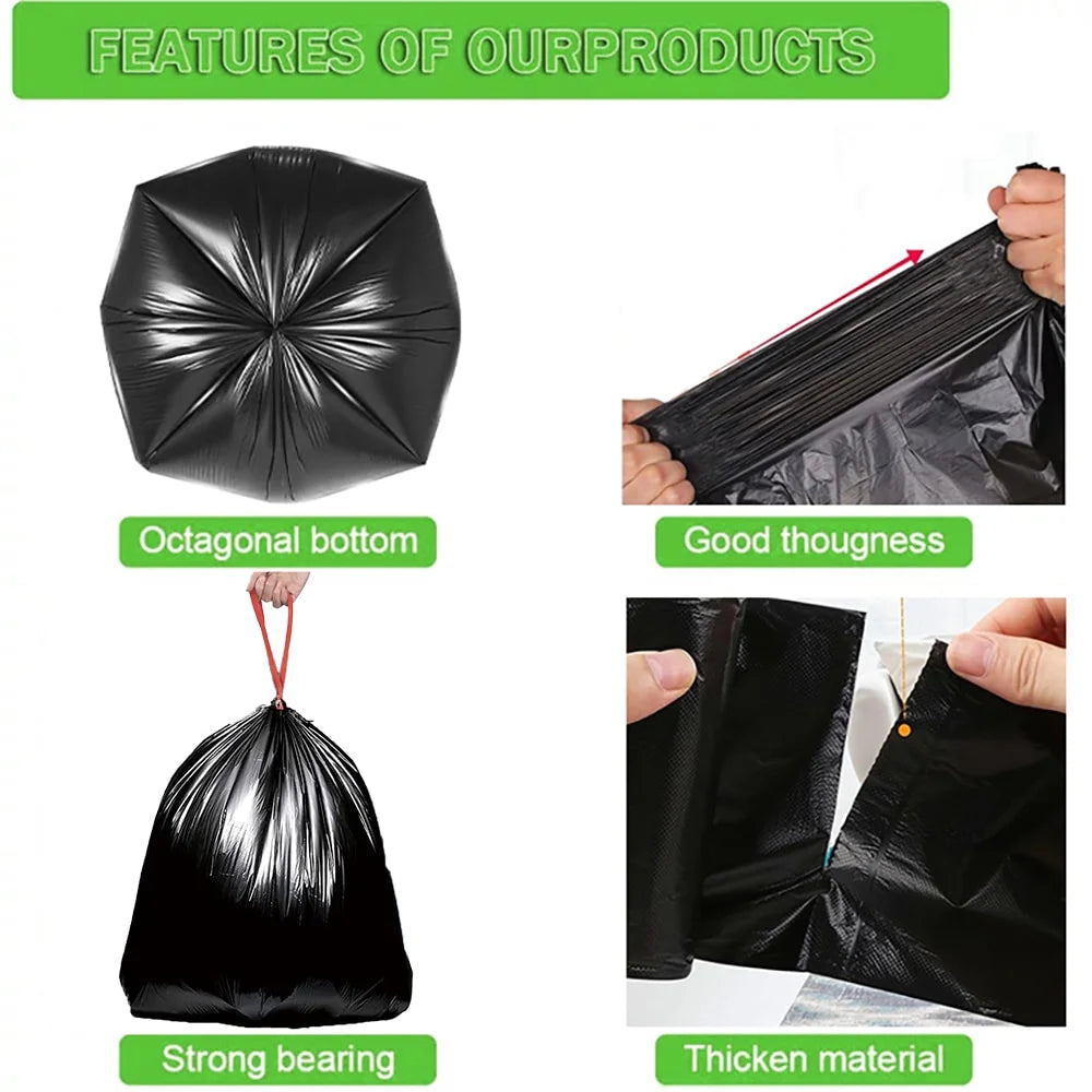 13 Gallon Trash Bags Heavy Duty - (120 Pack) - 24”x 33”- Black Garbage Can Liners for Kitchen, Lawn and Leaf, Outdoor, Storage
