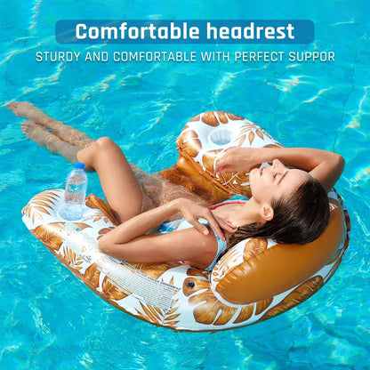 Inflatable Pool Float Chair Set - 2-Pack Floating Loungers for Adults, Pool  Beach Tanning Rafts, Perfect for Swimming, Lake, Pool Parties, and Sunbathing