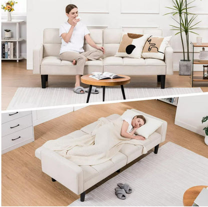 COMHOMA Convertible Futon Sofa Bed, Loveseat with Armrests, Sleeper, Futon Couch
