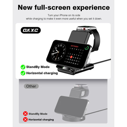 Wireless Charging Station,3 in 1 Wireless Charging Stand Made for Apple Watch Ultra 9 8 7 6 SE 5 4 3,Fast Wireless Charger Made for iPhone 15/Plus/Pro Max/14/13/12/11/X,for AirPods Pro(with Adapter)