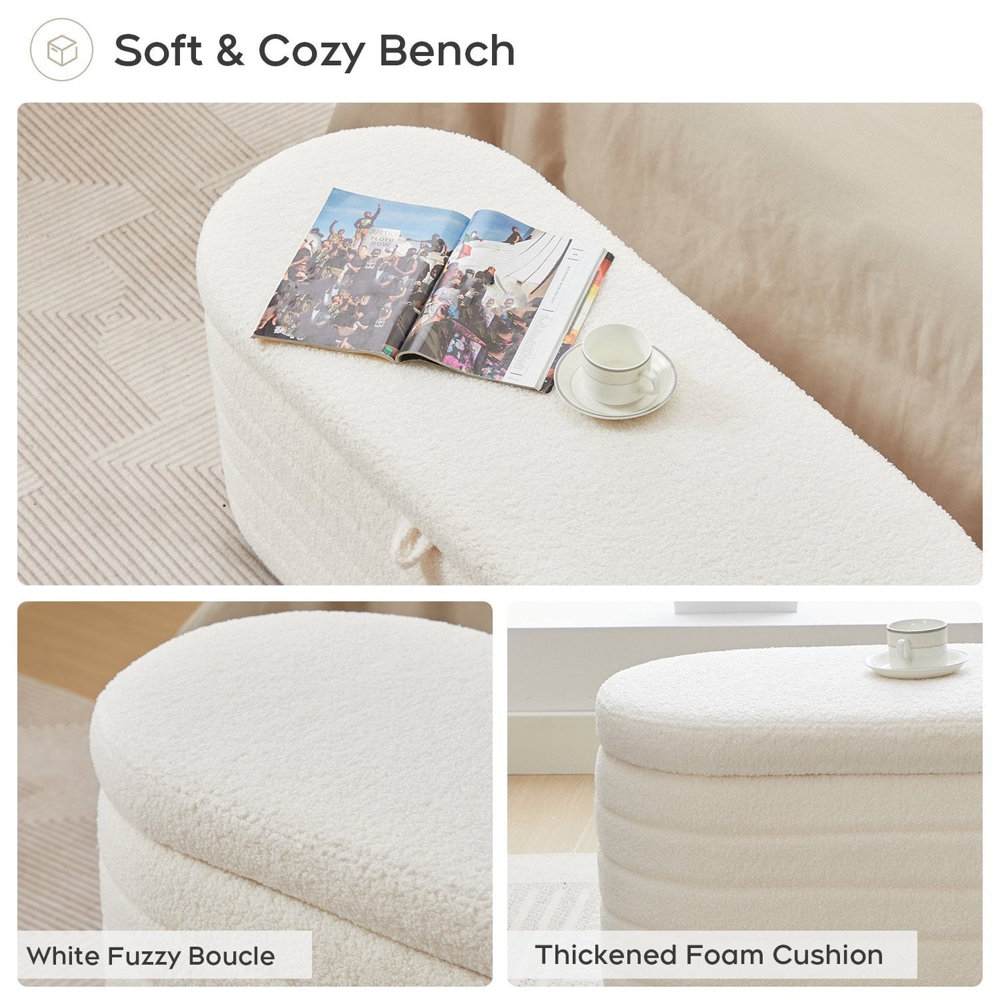 Storage Ottoman Bench End of Bed for Bedroom,Upholstered Entryway Shoe Seat Bench with Storage, Modern Cute Padded Blanket Chest Stool Foot Rest for Living Room, Window Seating