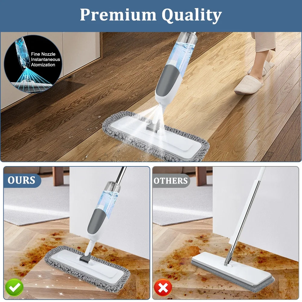 Mop for Floor Cleaning,Alpacasso Spray Mop with 650ml Refillable Bottle and 4pcs Washable Pads - Wet Dry Microfiber Mop