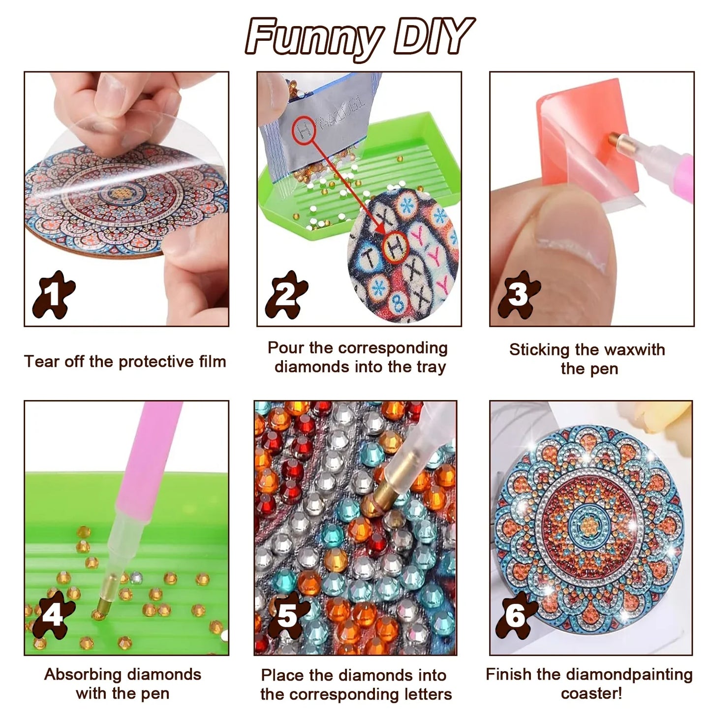 Diamond Painting Coasters with Holder,DIY Datura flower Life Coaster Diamond Art Kitsfor Beginners, Adults Small Diamond Painting Kit Art Craft Supplies(8 Pcs )