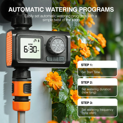 Kazeila Hose Watering Timer Programmable Sprinkler Timer For Garden Lawn Yard Outdoor Digital Irrigation Timer With Rain Delay Manual Watering 1 Outlet