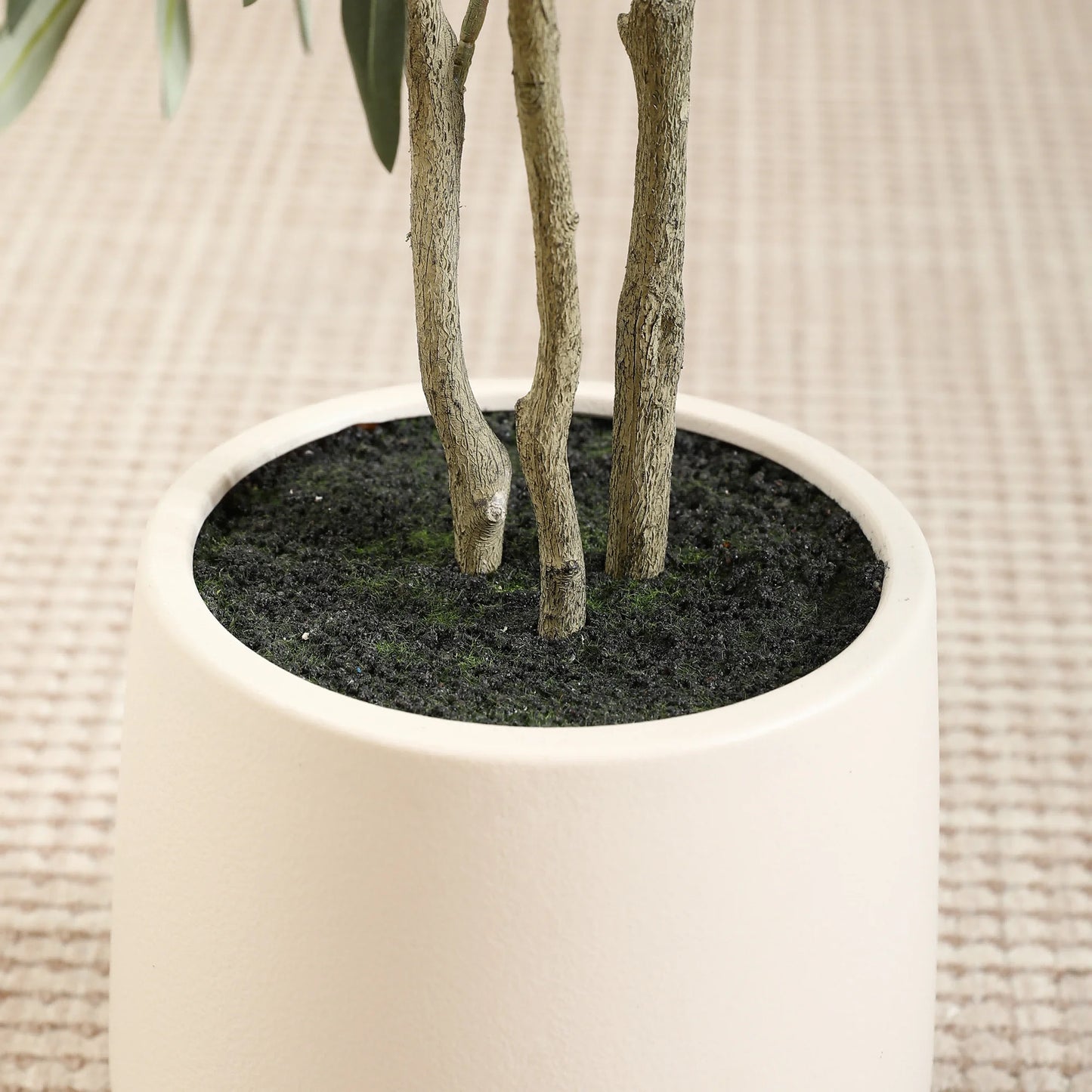 6ft Fake Plastic Olive Tree with Oval White Planter, Pre Potted Faux Greenry Plant for Home Decor Office House Living Room Indoor Outdoor, Big Fake Plants Fake House Plants