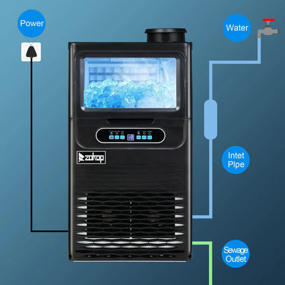 Ktaxon Stainless Steel Commercial Freestanding Ice Maker Machine, 70lbs/24h,Black