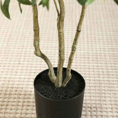 6ft Fake Plastic Olive Tree in Pot, Pre Potted Faux Greenry Plant for Home Decor Office House Living Room Indoor Outdoor, Big Fake Plants Fake House Plants