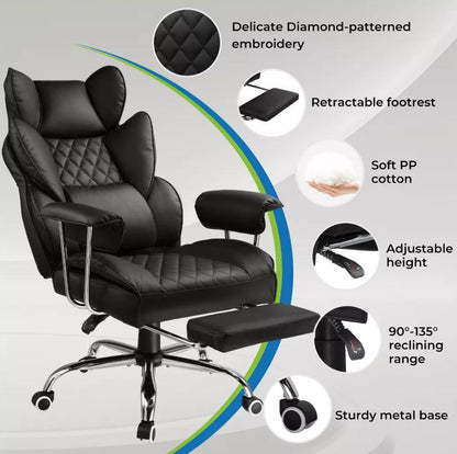 GTRACING Ergonomic Office Chair, Big and Tall, Outward Fixed Soft Armrests and Footrest