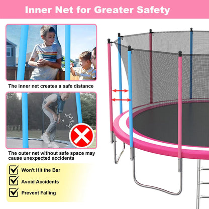 16' Trampoline for Kids with Basketball Hoop, SEGMART Upgraded Kids Outdoor Trampoline with Enclosure Net and Ladder, Heavy Duty Round Recreational Trampoline for Indoor Outdoor Backyard