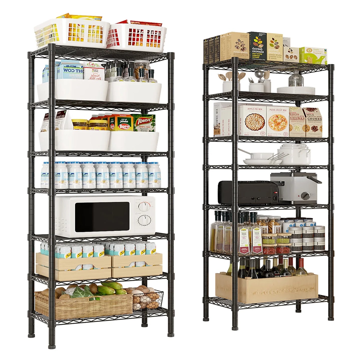 Ktaxon 1500LBS Heavy Duty Wire Shelving, 14-Tier Steel Garage Storage Rack, Adjustable DIY Metal Commercial Shelving for Garage Pantry Storage Organizer, 62.9"W x 13.8"D x 71"H