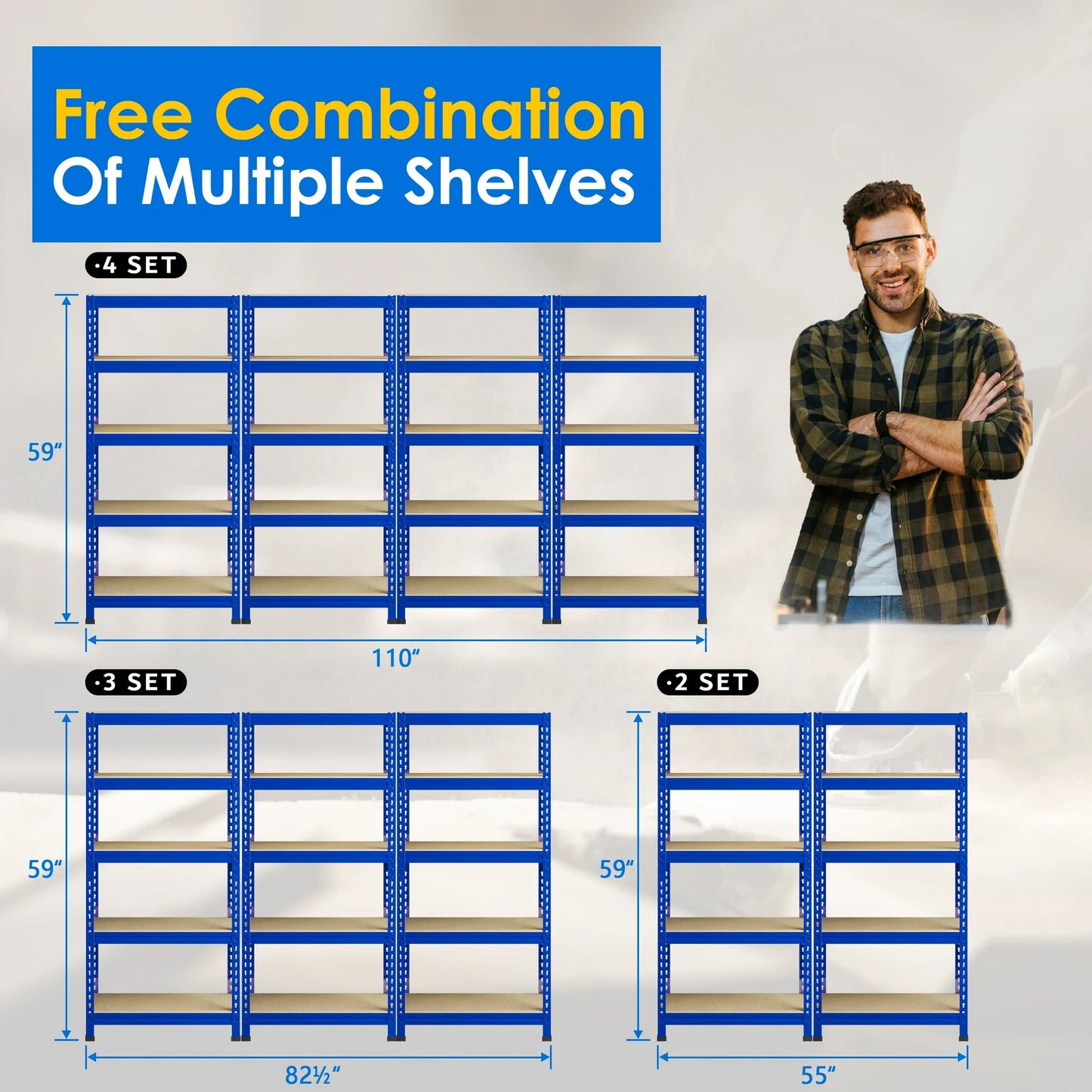 ConzyFancy Storage Shelves 5 Tire Metal Garage Storage Shelving Unit Heavy Duty Adjustable for 1325lbs-28"  x 12"  x 59" -1 Pack