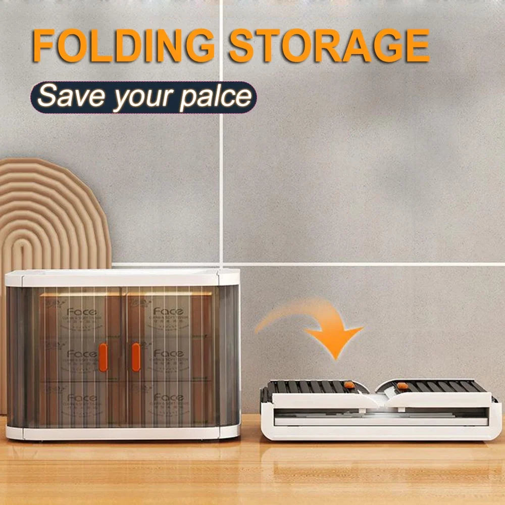 ARCTICICE 2-Pack Collapsible Desk Organizer, Make Up Storage Bins with Lids, Stackable Bathroom Kitchen Drawer Vanity Makeup Cabinet Organizer and Storage Boxes