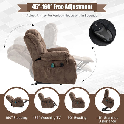 UHOMEPRO Recliner Chair for Living Room, Electric Heated Power Lift Recliner Chairs for Adults Elderly, Recliner Sofa for Seniors 330 lb Capacity with Side Pocket for Home Theater, Brown
