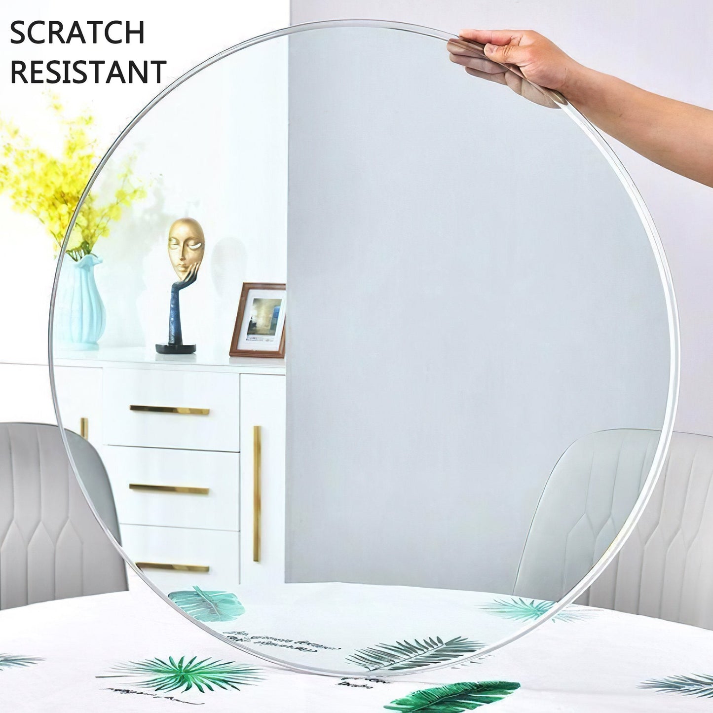 40 Inch Round Glass Dining Table Top,Circle Tempered Glass Kitchen Table Top with 4-6 Rubber Anti-Slip Ring,0.35'' Clear Circular Dining Table Top, for Dining,Restaurant Table and Lazy Susan