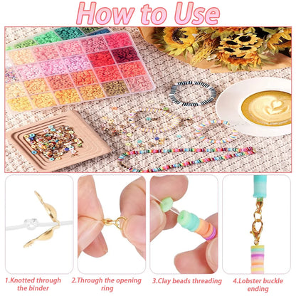 6440PCS 48 Colors Clay Beads Bracelet Making Kit,Friendship Bracelet Kit for Teen Girls Crafts for Girls Ages 8-12(Multicolor)
