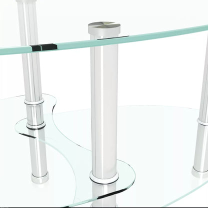 NicBex Coffee Tables for Living Room Modern Transparent Oval Glass Coffee Table Tea Table 3-layer Glass Table with Stainless Steel Leg, Transparent