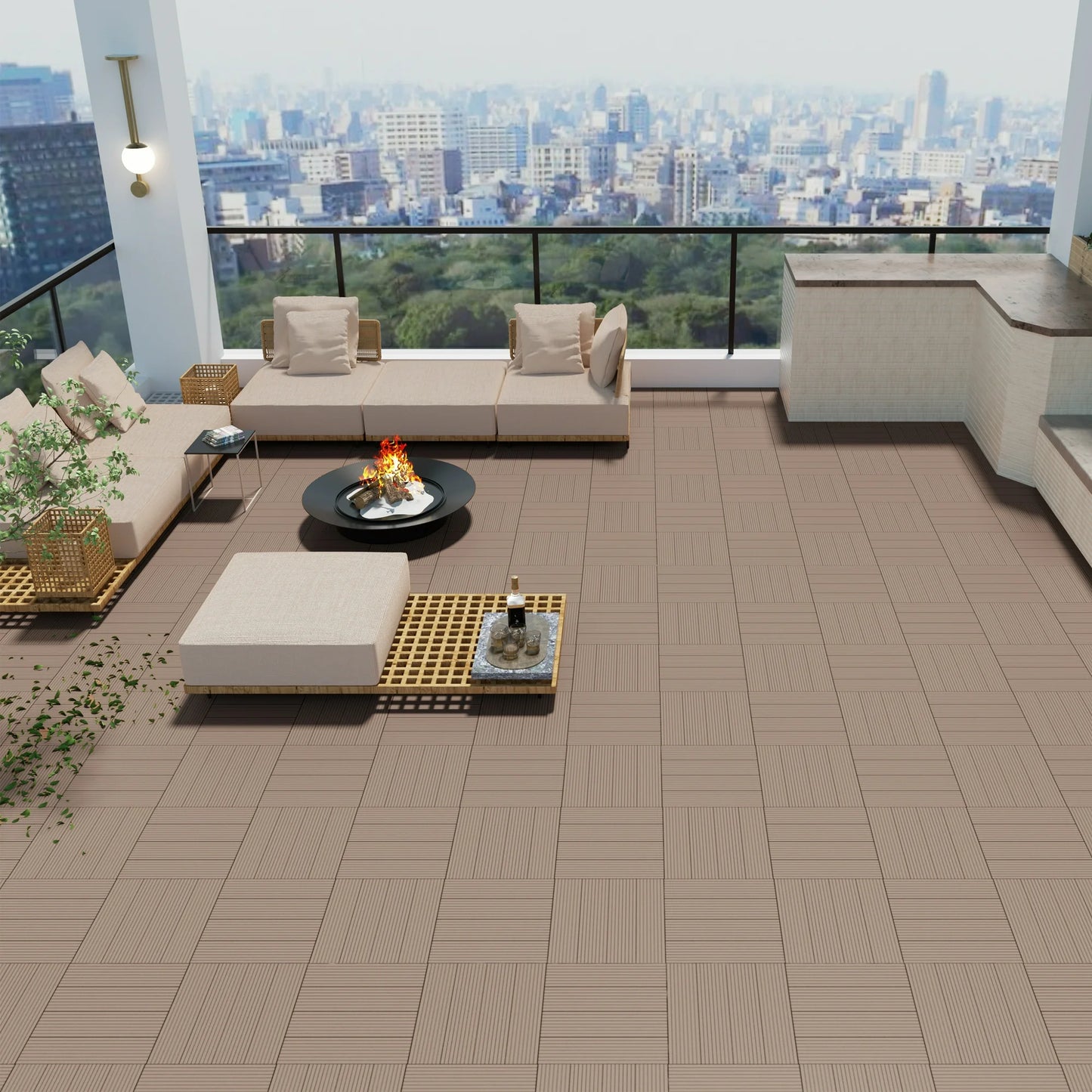 TrumanPick 36 PCS Deck Tiles Patio Pavers Interlocking Flooring Tiles 12" x 12" Waterproof Outdoor Flooring for Patio Garden Balcony Backyard All Weather Use, Brown