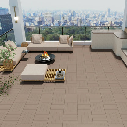 TrumanPick 36 PCS Deck Tiles Patio Pavers Interlocking Flooring Tiles 12" x 12" Waterproof Outdoor Flooring for Patio Garden Balcony Backyard All Weather Use, Brown