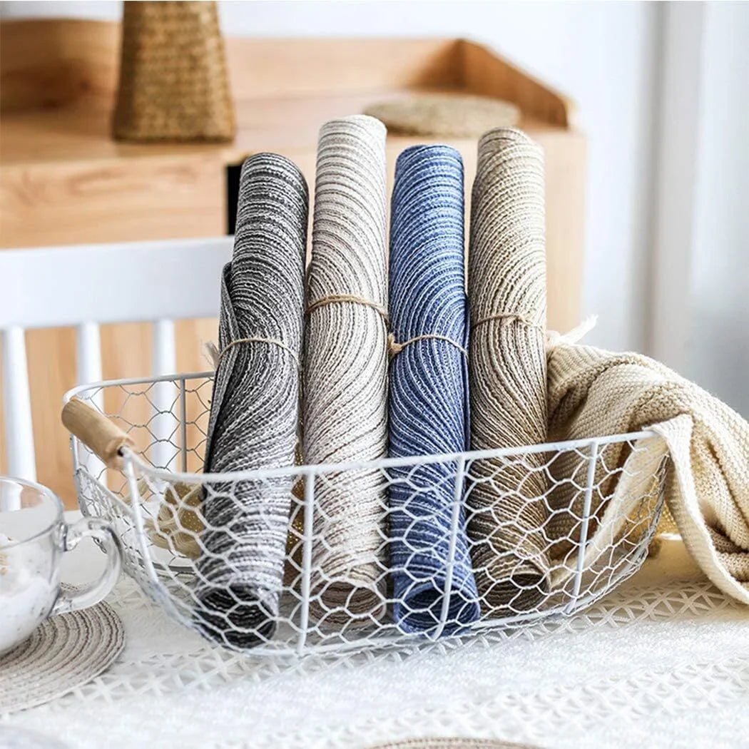 GoXteam Round Woven Placemats, 4 Pcs, 15" Braided Woven Placemats, Attractive Kitchen Place Mats, Round Placemats as Table Mat (Beige)