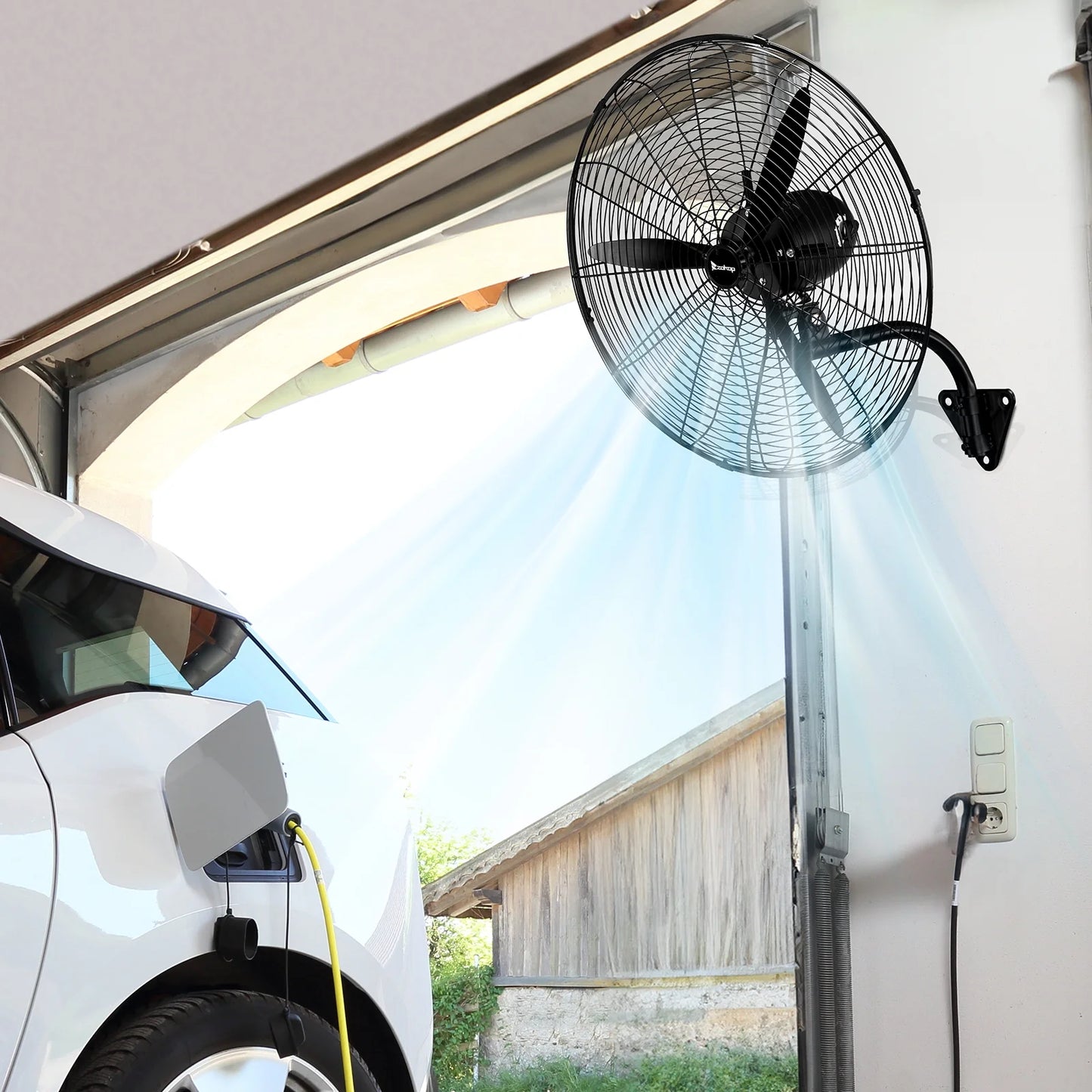 Ktaxon 20inch High Velocity Wall Mount Fan Oscillating,Industrial Fan with 4 Speed Ventilation,100% BLDC Copper Motor,4963CFM,,Heavy Duty Metal Fan for Outdoor, Indoor Use