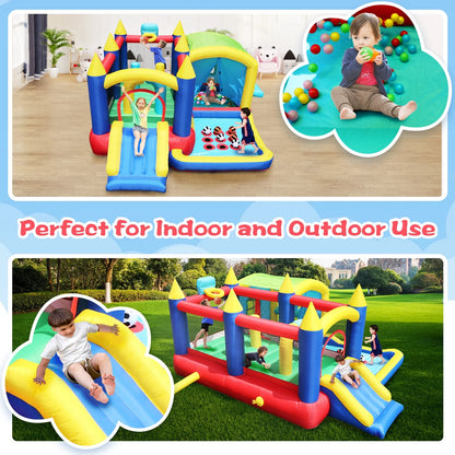 COCLUB Inflatable Bounce House, Bounce House for Kids 3-6 with Blower, Slide, Ball Pit, 50 Ocean Balls, Indoor/Outdoor Jump House for Birthday Party Gifts