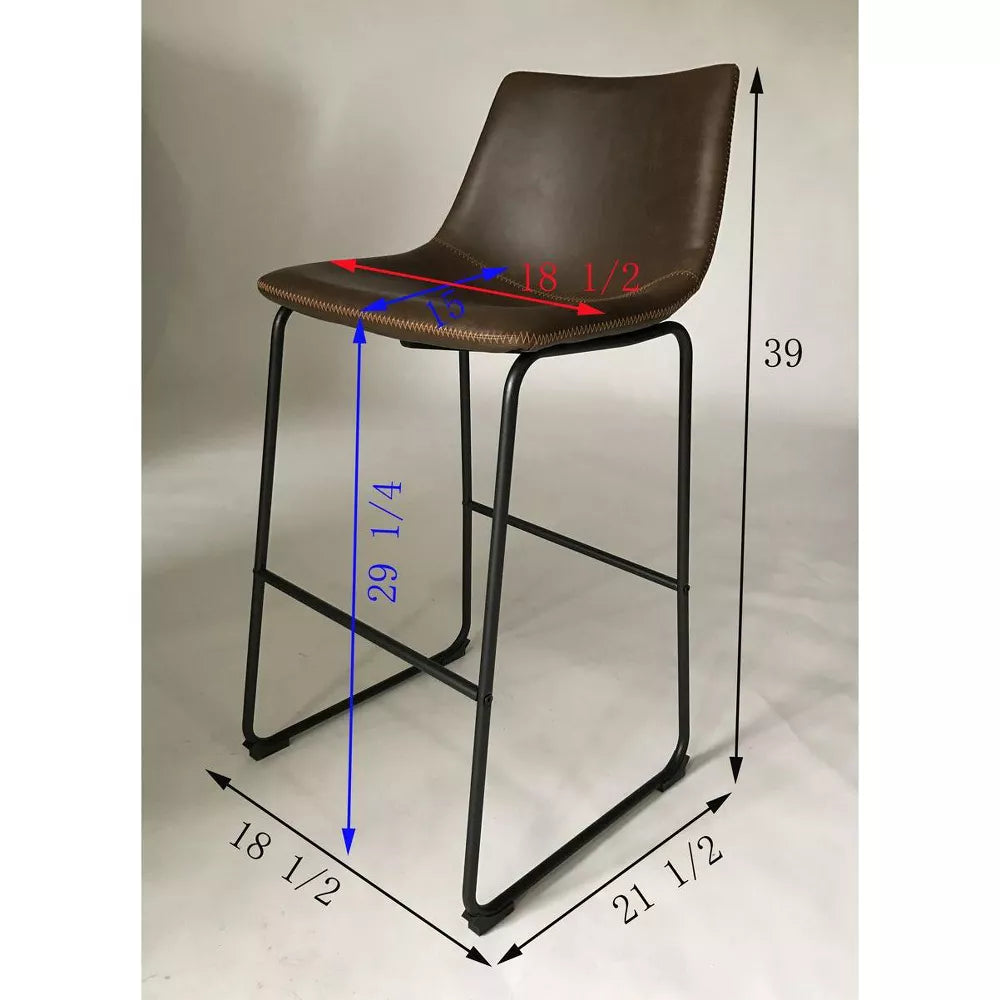 NicBex Dining Chairs Set of 2 PU Leather Barstools Chairs for Dining Table with Metal Legs Suitable for Kitchen, Home Bar