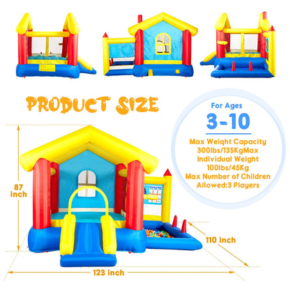 COCLUB Bounce House for Kids 3-6, Inflatable Bounce House with Blower, Slide, Ball Pit, 50 Ocean Balls, Indoor/Outdoor Jump House
