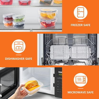 48 PCS Plastic Food Storage Containers with Lids (24 Containers & 24 Lids), Leakproof BPA-Free Containers for Kitchen Organization, Meal Prep, Reusable Lunch Container