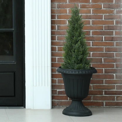 2 Pack 3ft Artificial Cedar Topiary Trees for Outdoors, Fake Cypress Plants with Solar Light String, Faux uv resistant Plants for Home Front Porch Decor, Housewarming Gift