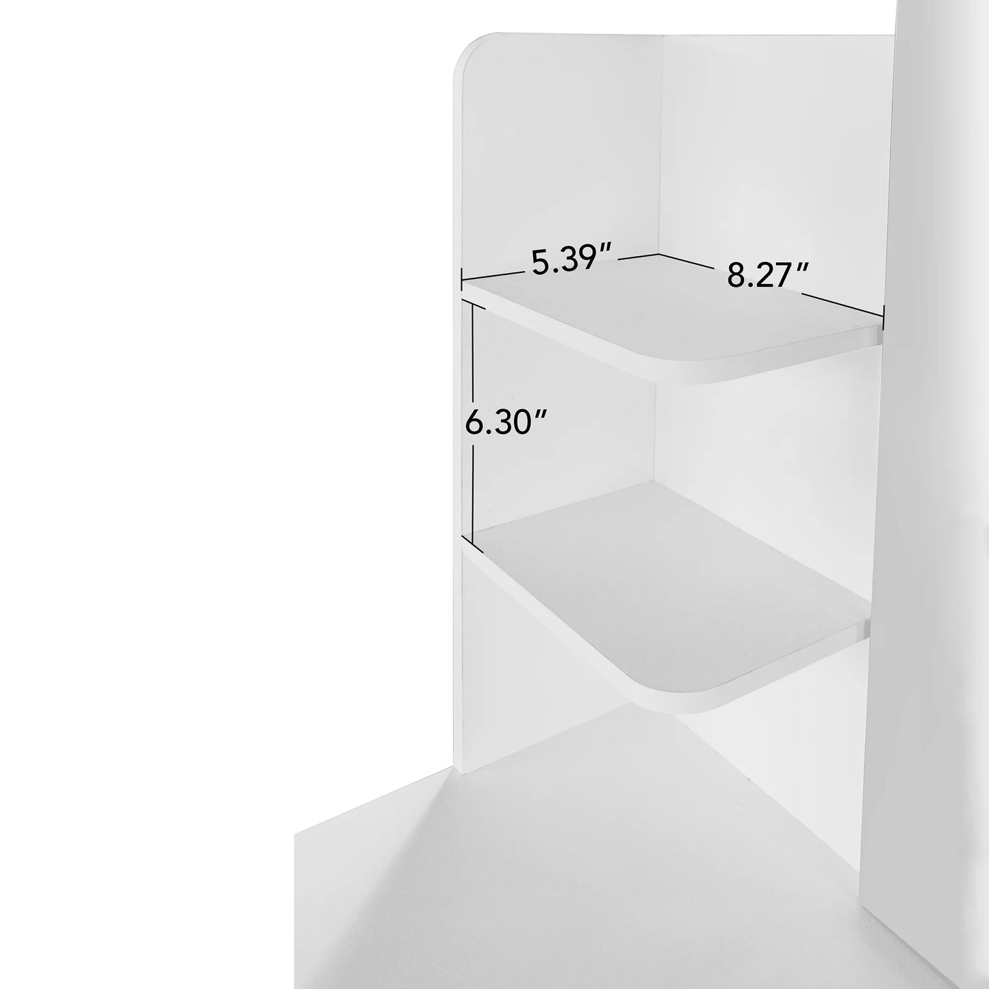 UHOMEPRO Vanity Desk with Lighted Mirror, Vanity Table Makeup Desk with 2 Drawers and 6 Storage Shelves, Bedroom Large Vanity for Girls Women, White