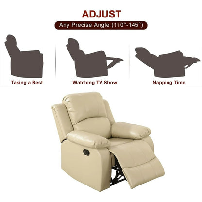TrumanPick Manual Leather Recliner Chair,Overstuffed reclining Armchair Home Theater Sofa Recliner for Living Room,Beige