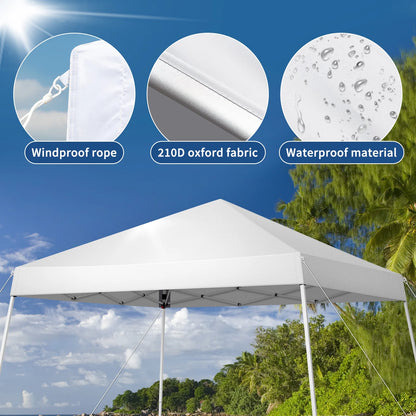 Ktaxon 10ft x 10ft Base/8ft x 8ft Pop Up Party Tent Canopy Folding Tent with Carry Bag White