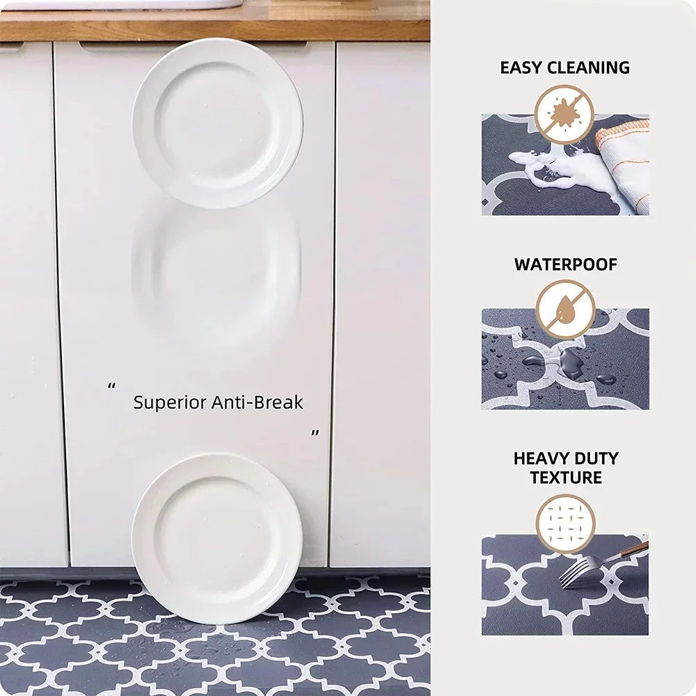 Cushioned Anti-Fatigue Kitchen Rug Mat ,17.3"x 28",Non Slip Waterproof , Heavy Duty PVC Ergonomic Comfort Mat for Kitchen, Floor Home, Office, Sink, Laundry