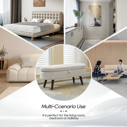 Storage Ottoman Bench End of Bed for Bedroom,Upholstered Entryway Shoe Seat Bench with Storage, Modern Cute Padded Blanket Chest Stool Foot Rest for Living Room, Window Seating