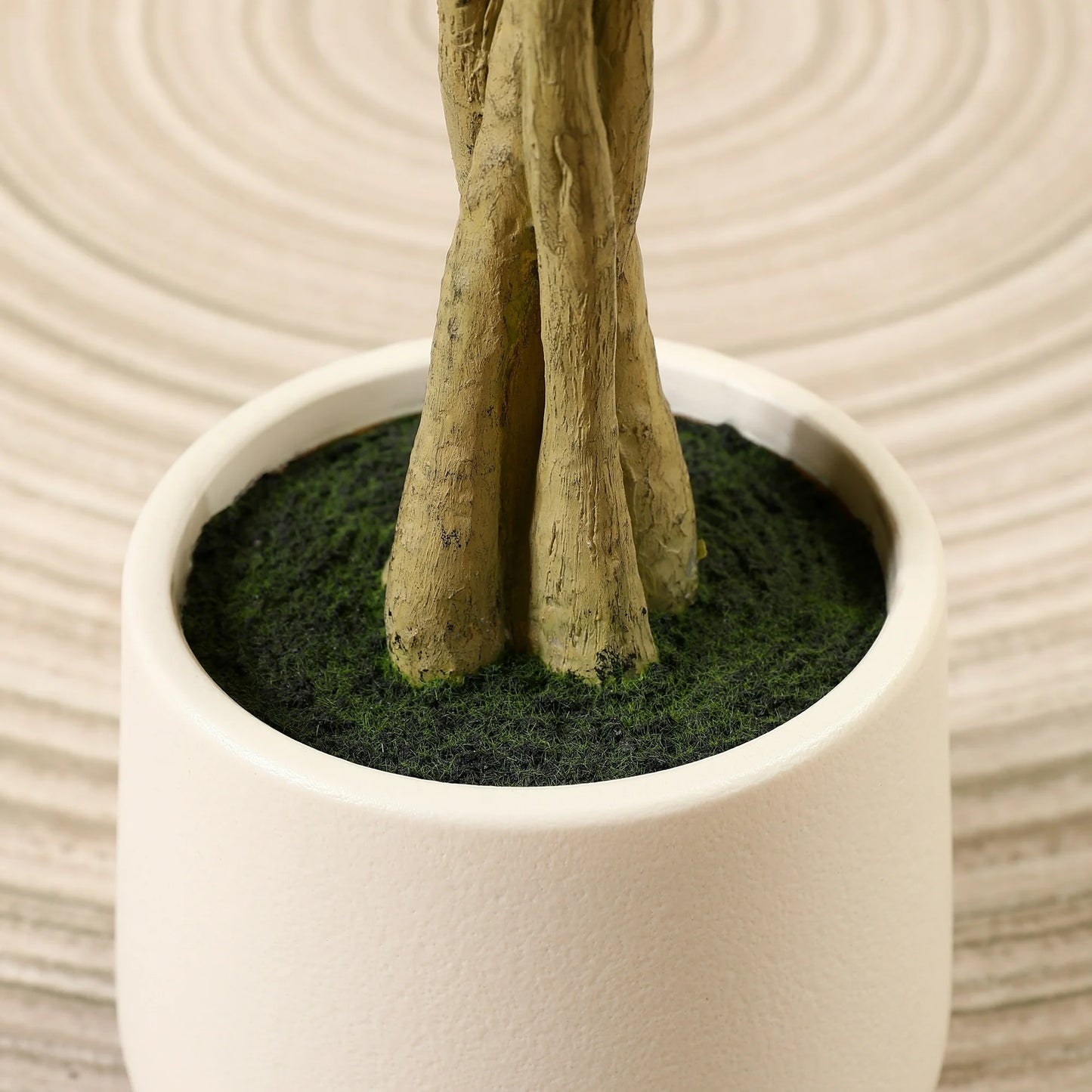 5ft Fake Ficus Tree with Oval White Planter, Pre Potted Faux Money Tree for Home Decor Office House Living Room Indoor Outdoor, Big Fake Plants Fake House Plants