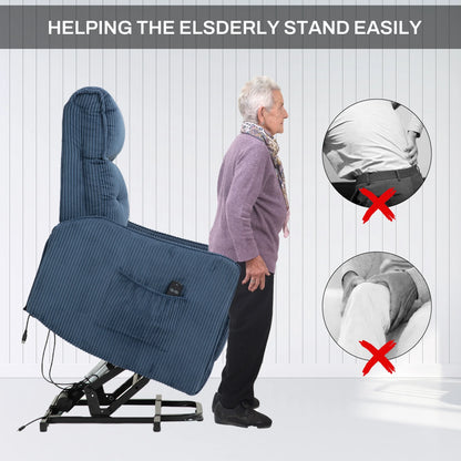 UHOMEPRO Power Lift Recliner Chair for Elderly and Adults, Modern Single Sofa Recliner with Infinite Position and Side Pockets, Electric Reclining Mechanism for Living Room Home Theater, Navy
