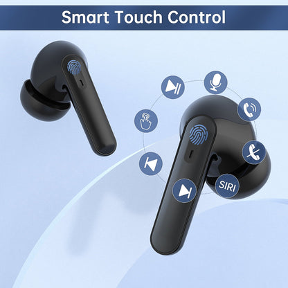 Bluetooth 5.0 Wireless Earbuds with Charging Case IPX5 Sweatproof Headset/Headphones in Ear Built in Mic Industrial Leading TWS Sound with Sport Pumping Bass -black