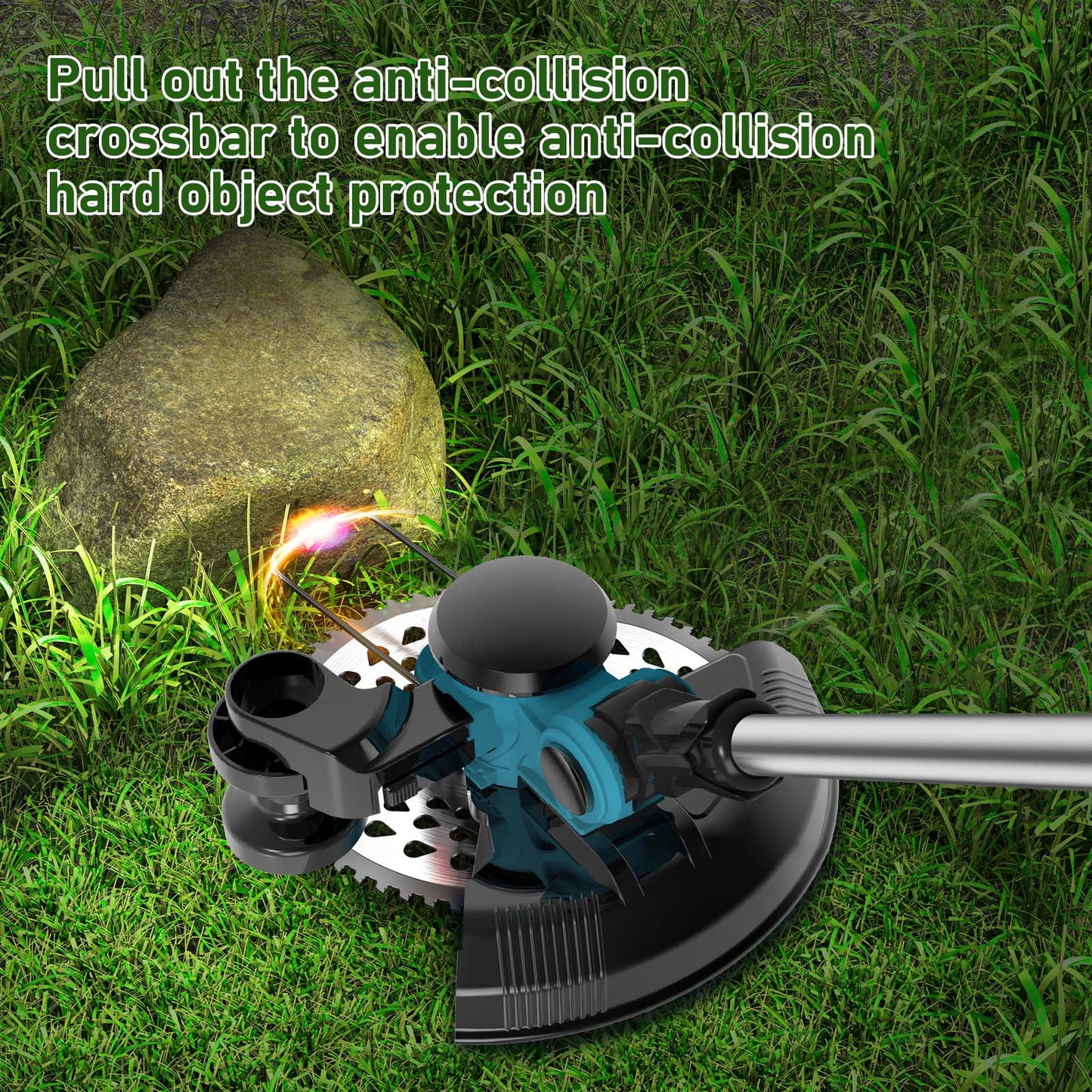 GVDV 2 in 1 Weed Wacker and String Trimmer, Brushless Motor, 2 Pcs 24V Batteries, 3 Blades, Adjustable Length - Lightweight Lawn Edger & Brush Cutter for Yard and Garden