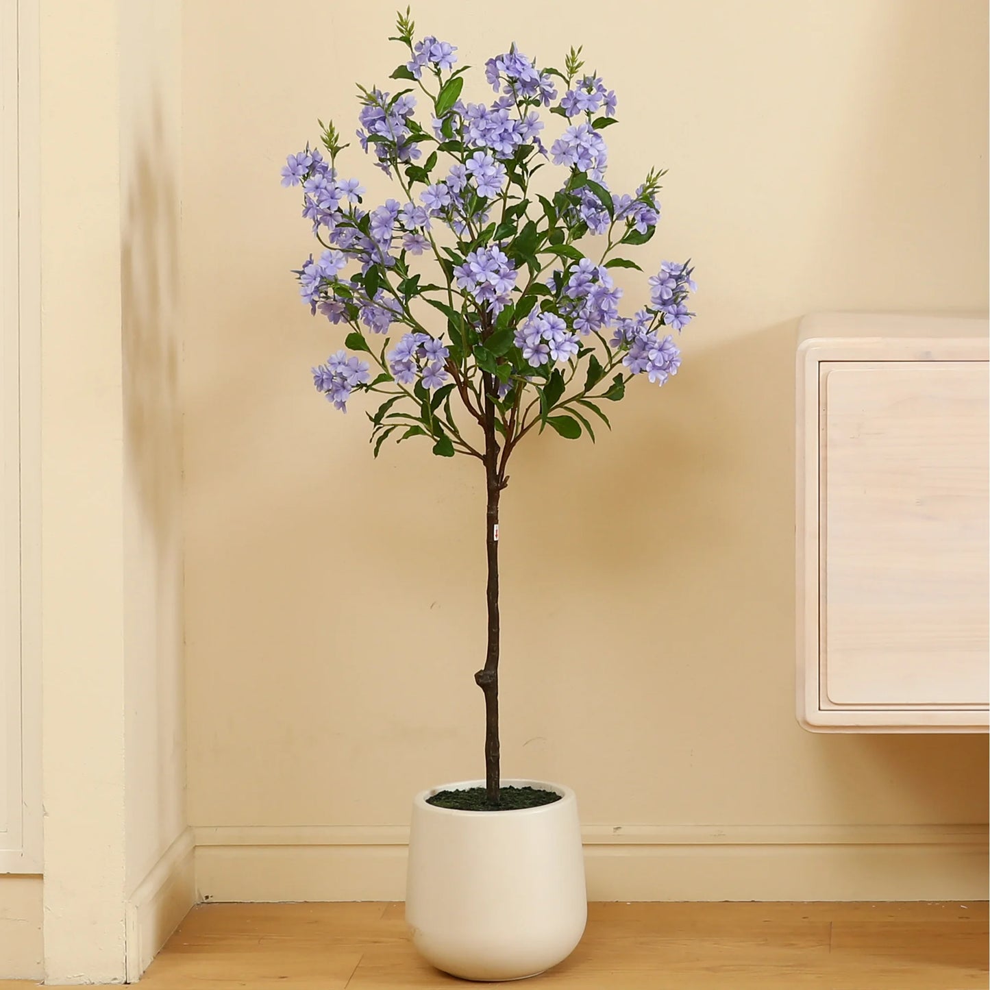 5ft Disassembled Blue Snowflake Tree with Oval White Pot - Artificial Tree for a Festive Atmosphere