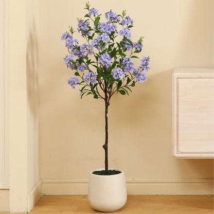5ft Disassembled Blue Snowflake Tree with Oval White Pot - Artificial Tree for a Festive Atmosphere
